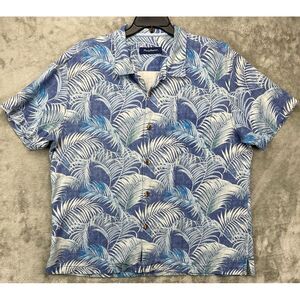 Tommy Bahama Men's Hawaiian Shirt Silk XXL Blue Floral Short Sleeve‎